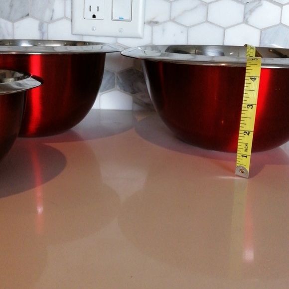 Mixing bowls 3 sizes in stainless steel and red - Picture 8 of 8